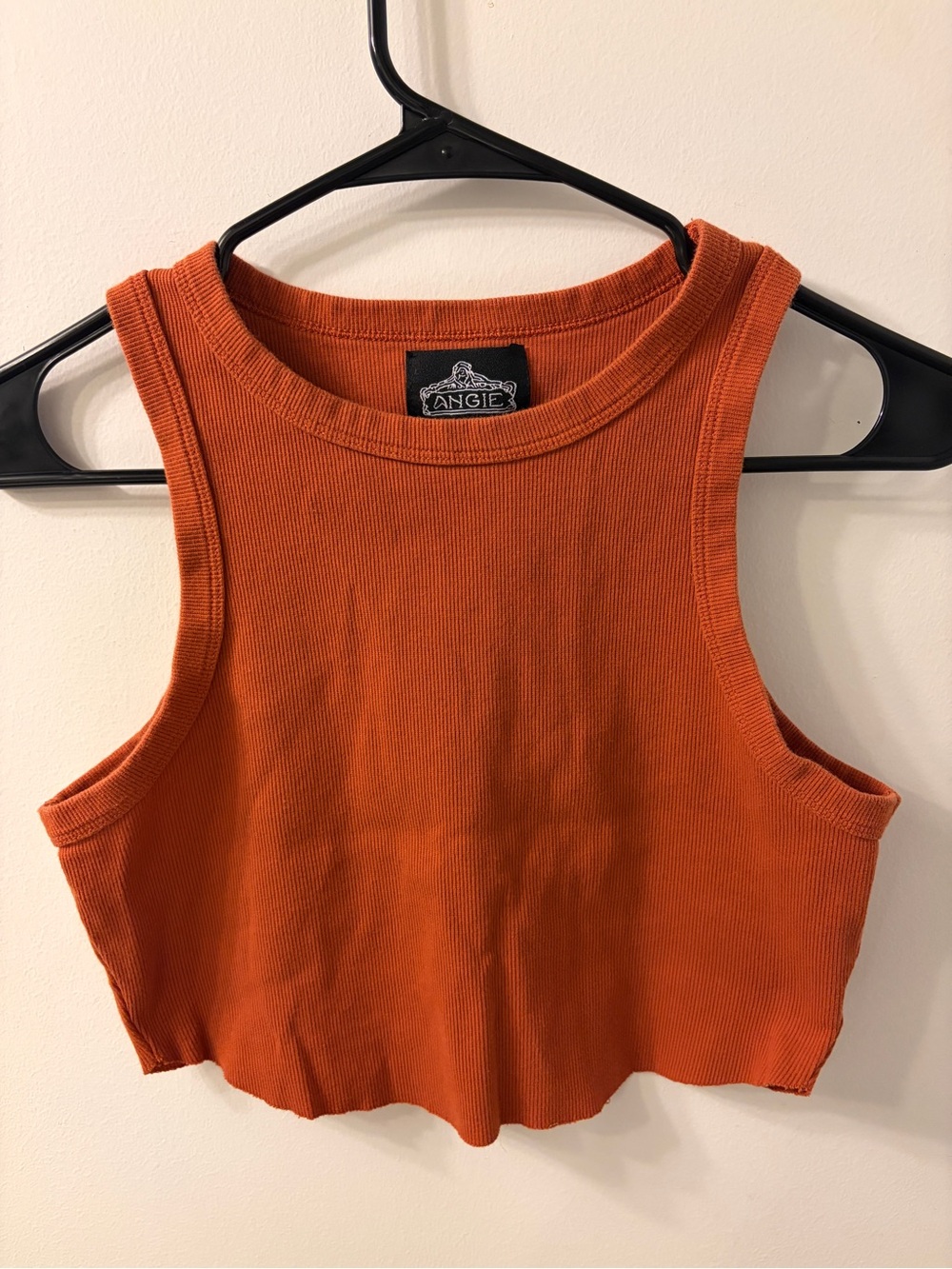 Angie Rust Orange Ribbed Crop Tank